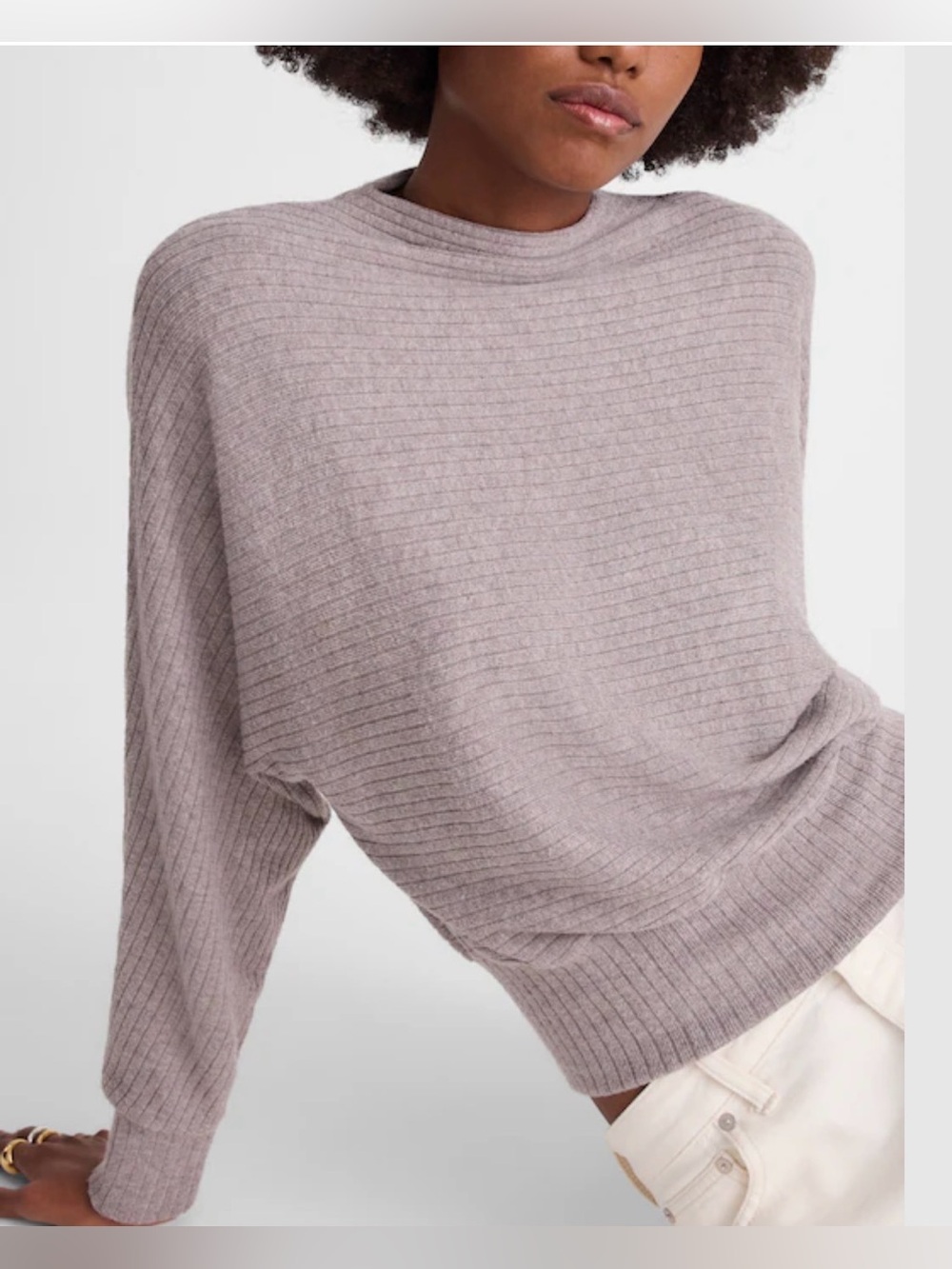 New! Madewell Mockneck Dolman-Sleeve Top. Stone